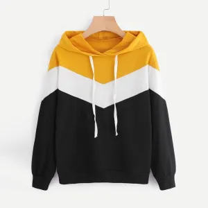 Tri Color Patchwork Hooded Shirt