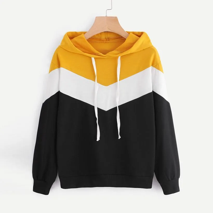 Tri Color Patchwork Hooded Shirt