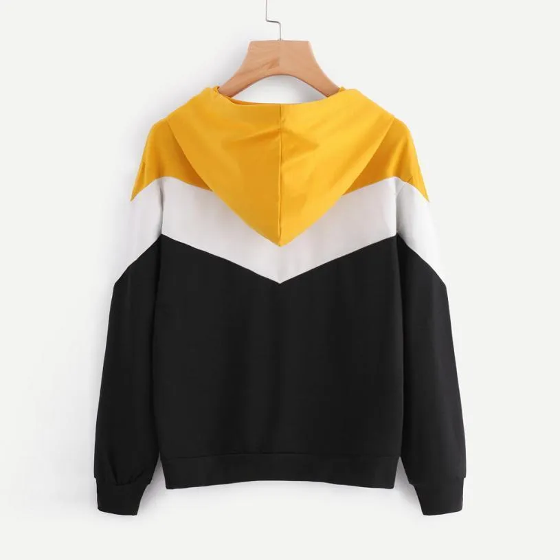 Tri Color Patchwork Hooded Shirt