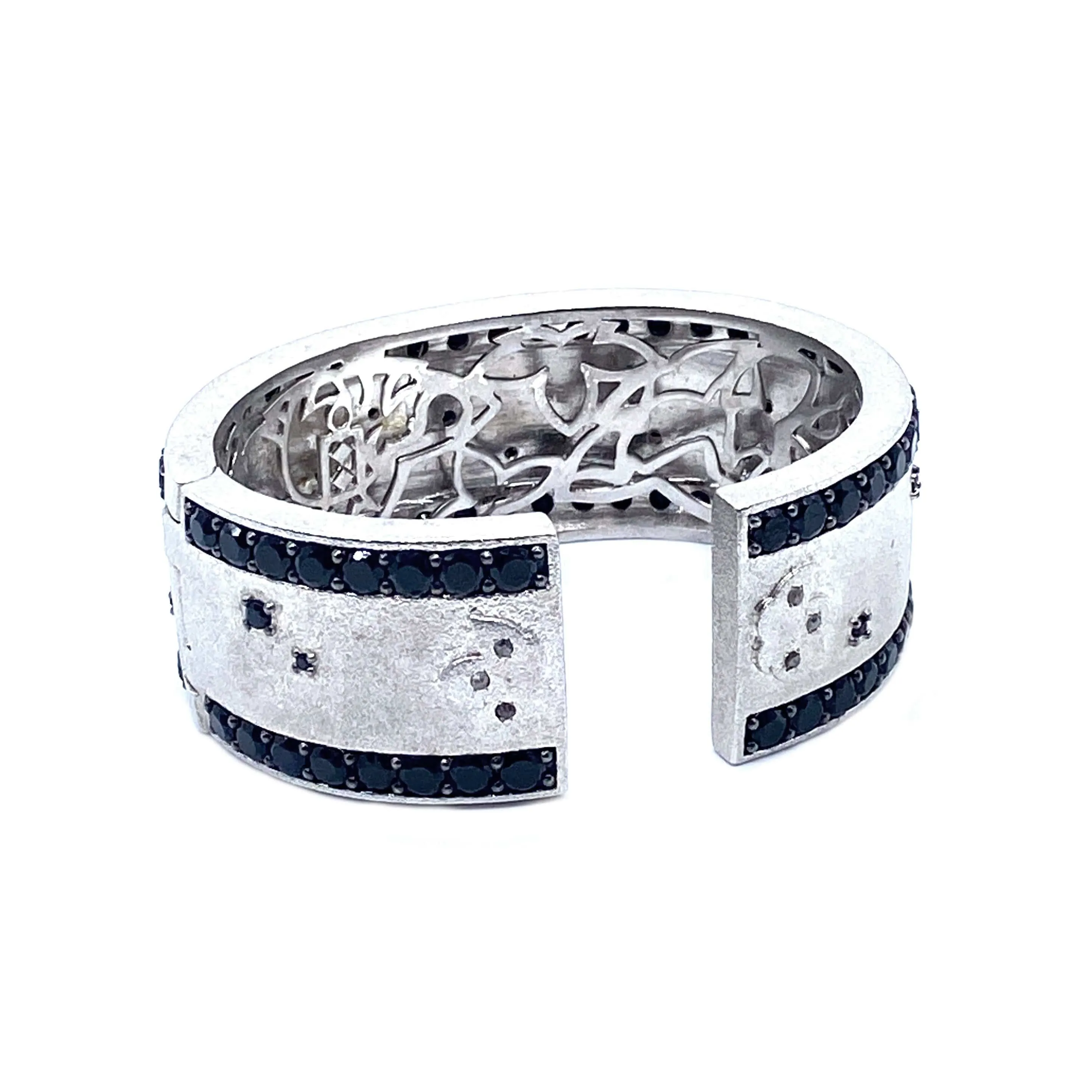 Tribal Sterling Silver Cuff in Black Onyx