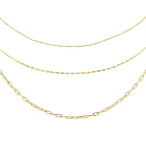 Triple Chain Necklace Combo Set 14K