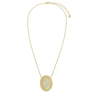 Triple Pave Heart Oval Disc Necklace