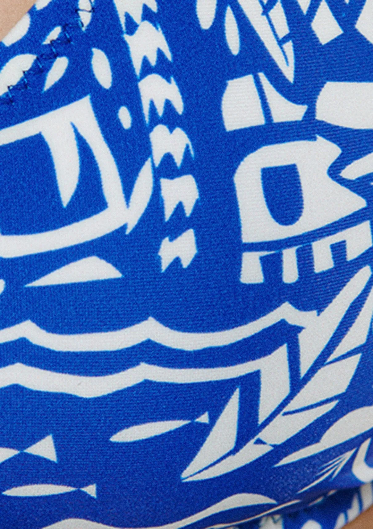 Tropical Printed Blue Bikini Top