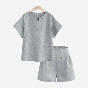 Trytree Spring summer Women two piece set Casual Cotton tops   short