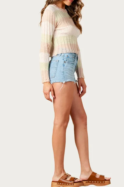 TULIP LGHTWEIGHT OPEN-KNIT STRIPED SWEATER