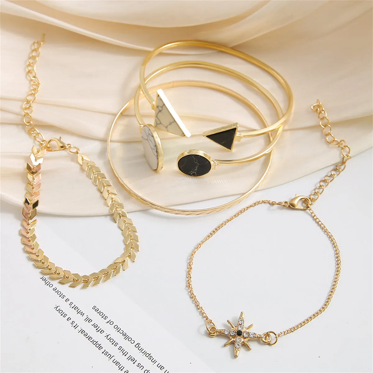 Turquoise & Cubic Zirconia 18K Gold-Plated Sun Charm Cuff Bracelet Set