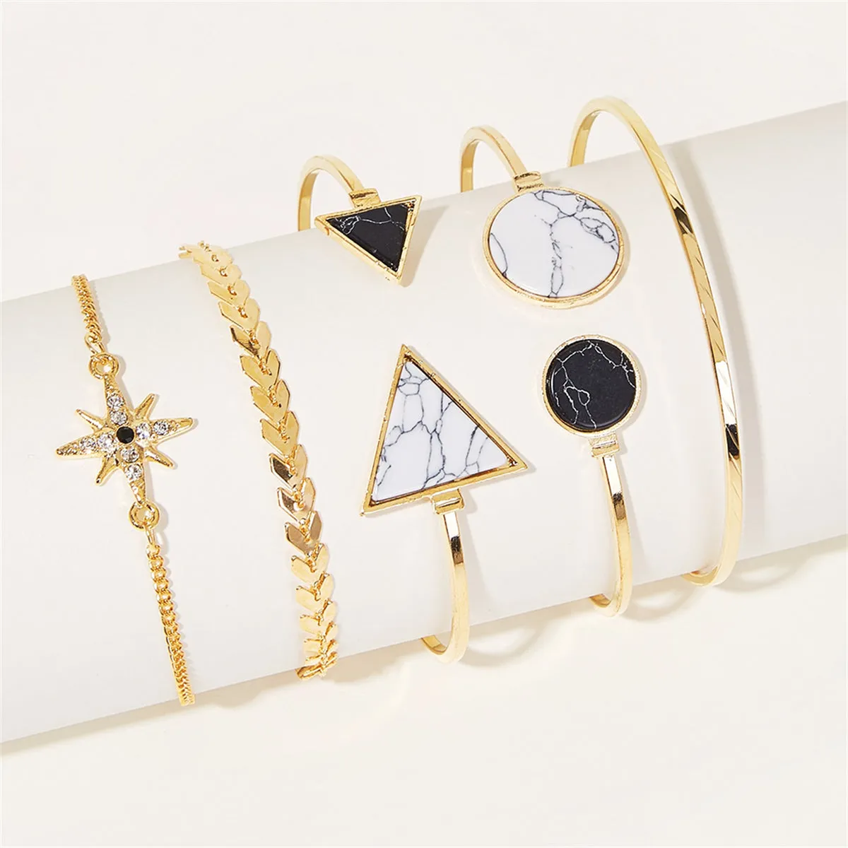 Turquoise & Cubic Zirconia 18K Gold-Plated Sun Charm Cuff Bracelet Set