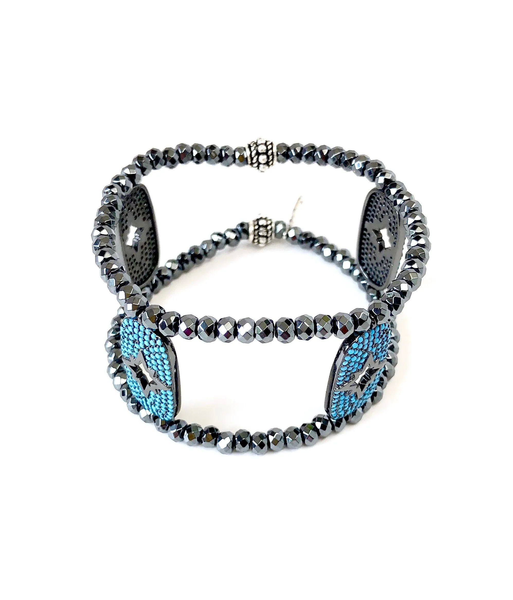 Turquoise Charm with Starburst Cutout Cuff Bracelet