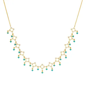Turquoise Cluster Dangling Necklace 14K