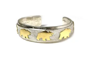 Two Tone Bear / Bear Cuff Bracelet