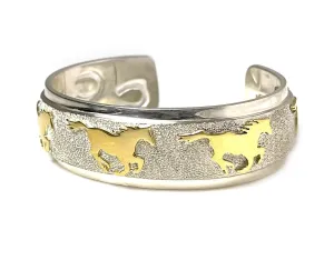 Two Tone Horse / Horse Shoe Cuff Bracelet