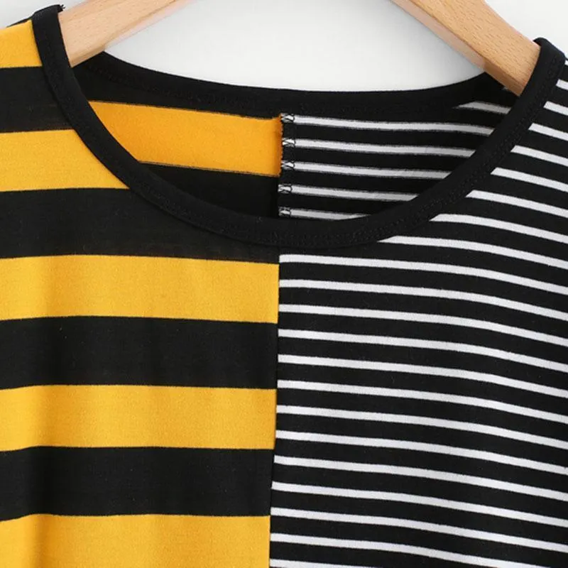 Two Tone Striped Crop T-Shirt