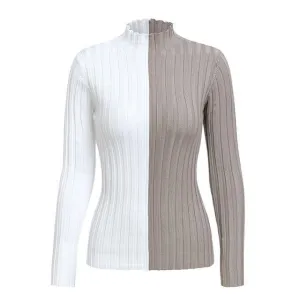 Two Tone Turtleneck Knitted Shirt