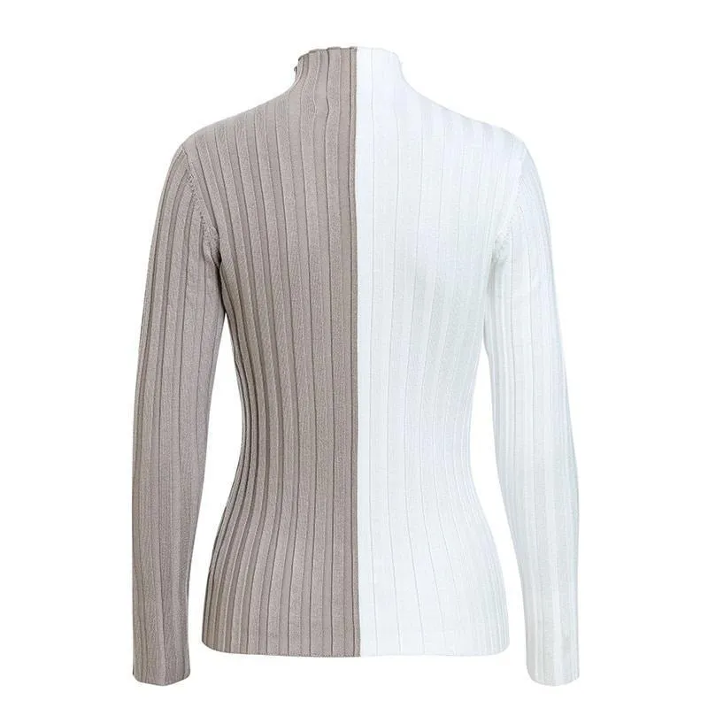 Two Tone Turtleneck Knitted Shirt