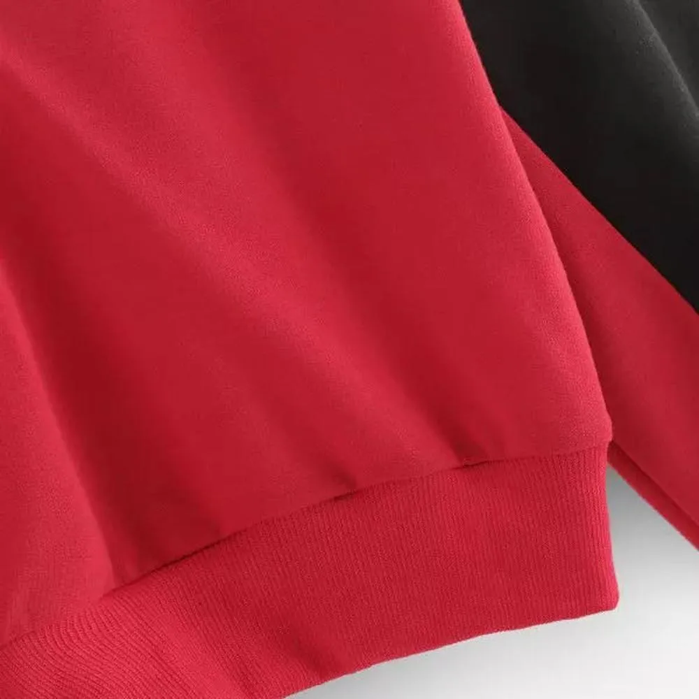 Two Tone Zip-Up Collar Sweatshirt
