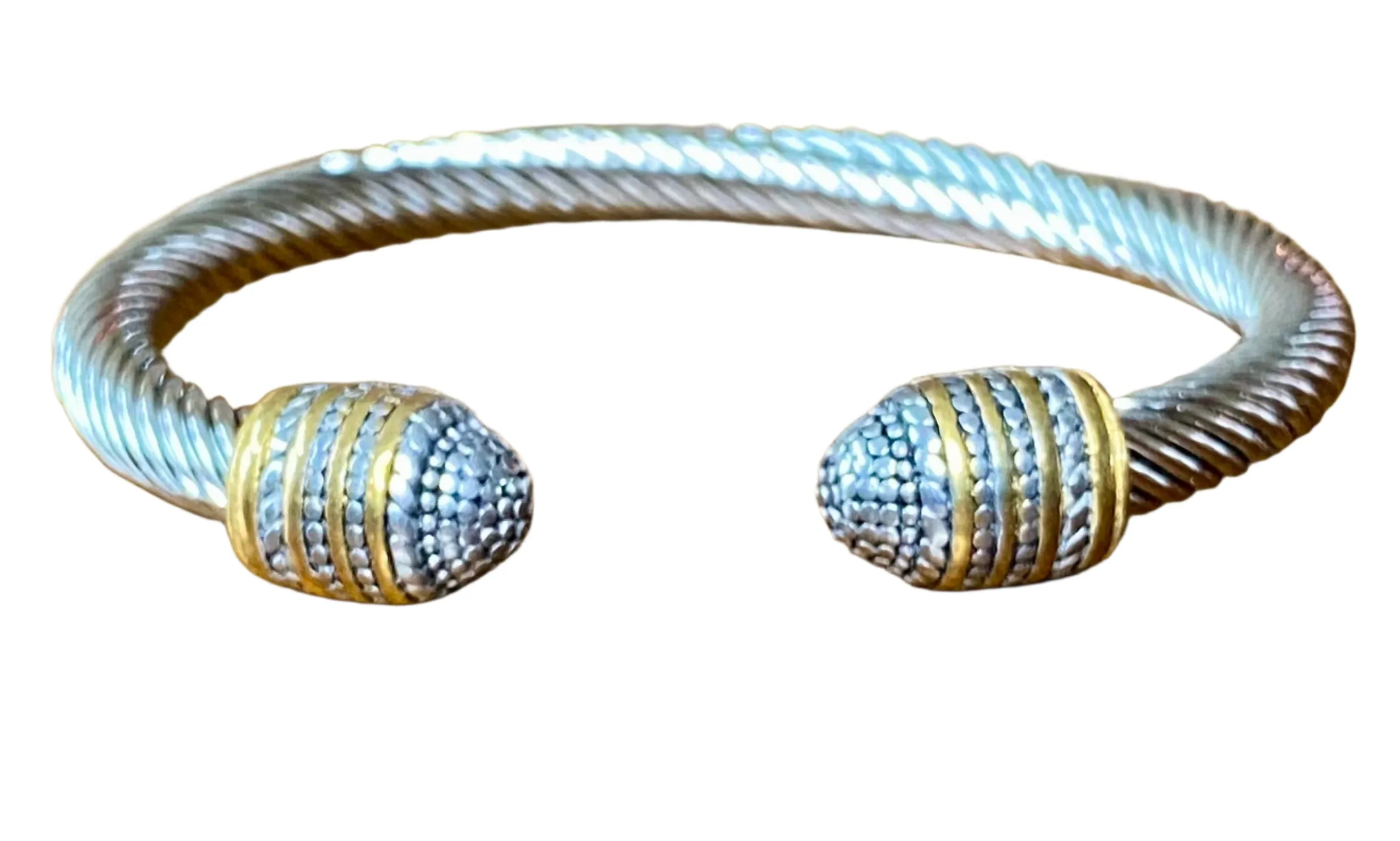 Unisex Stainless Steel Silver and Gold Cable Wire Bracelet
