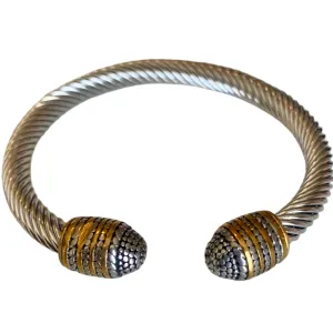 Unisex Stainless Steel Silver and Gold Cable Wire Bracelet