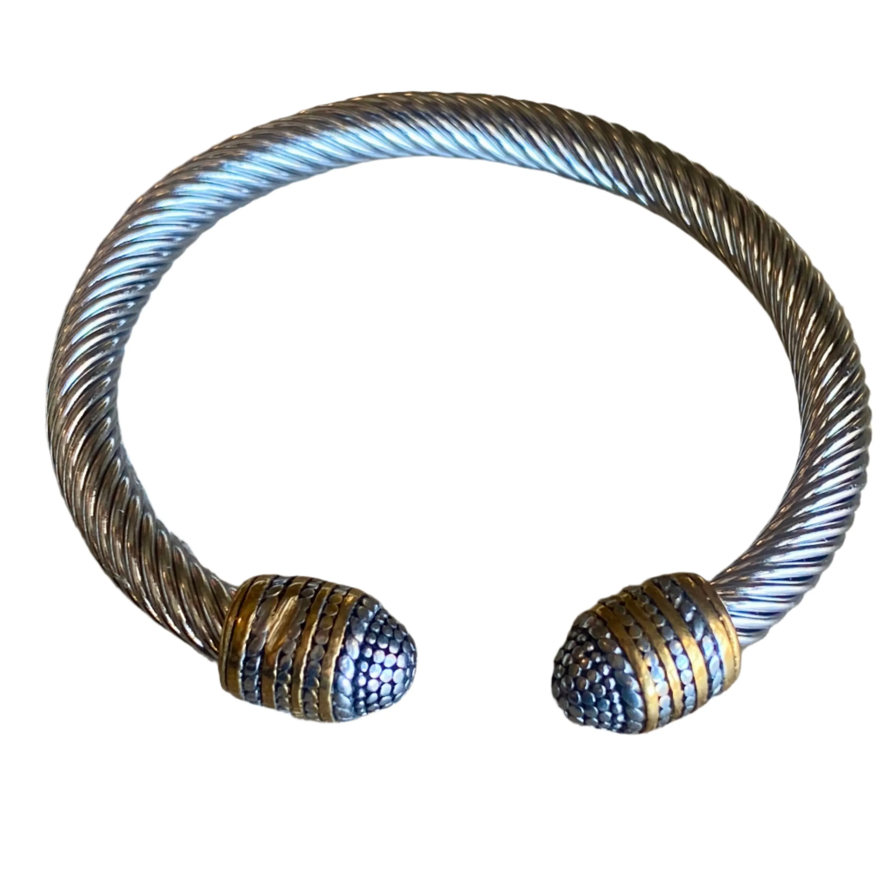 Unisex Stainless Steel Silver and Gold Cable Wire Bracelet