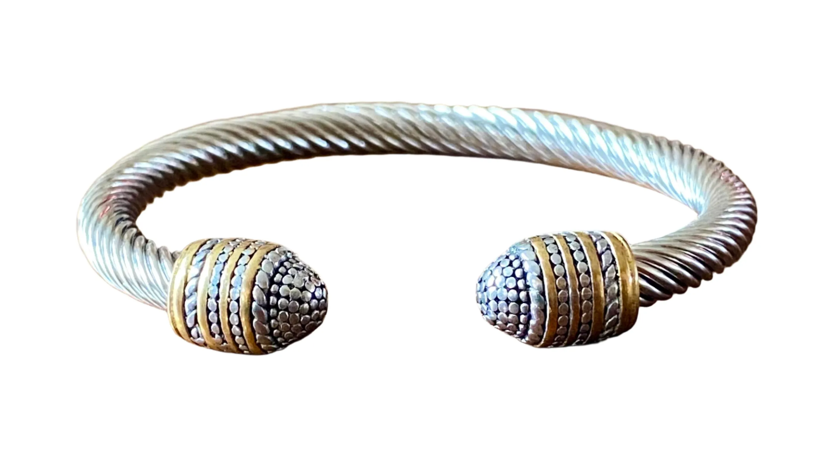 Unisex Stainless Steel Silver and Gold Cable Wire Bracelet