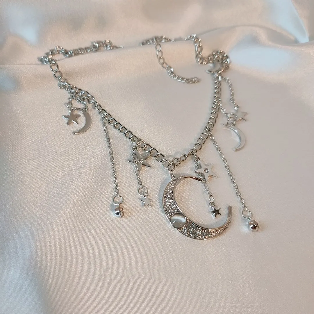 unzzy fantasy star and moon clavicle chain KF50077