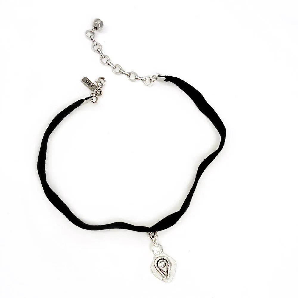 Vanessa Mooney Black Velvet Choker in Silver
