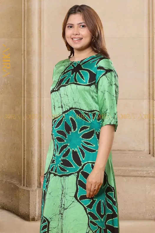 Veridian Gardenish Silk Dress | Kaftan, Bohemian Dress, Floral Dress, Boho Maxi Dress