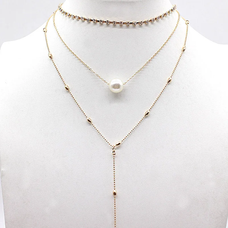Veronica Pearl Crystal Layered Necklace