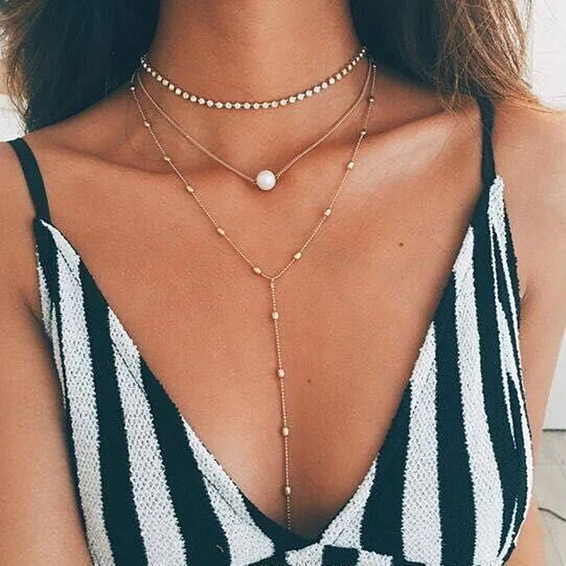 Veronica Pearl Crystal Layered Necklace