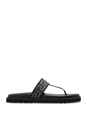 Versace Flip flops with ‘Greca’ pattern in BLACK - 39