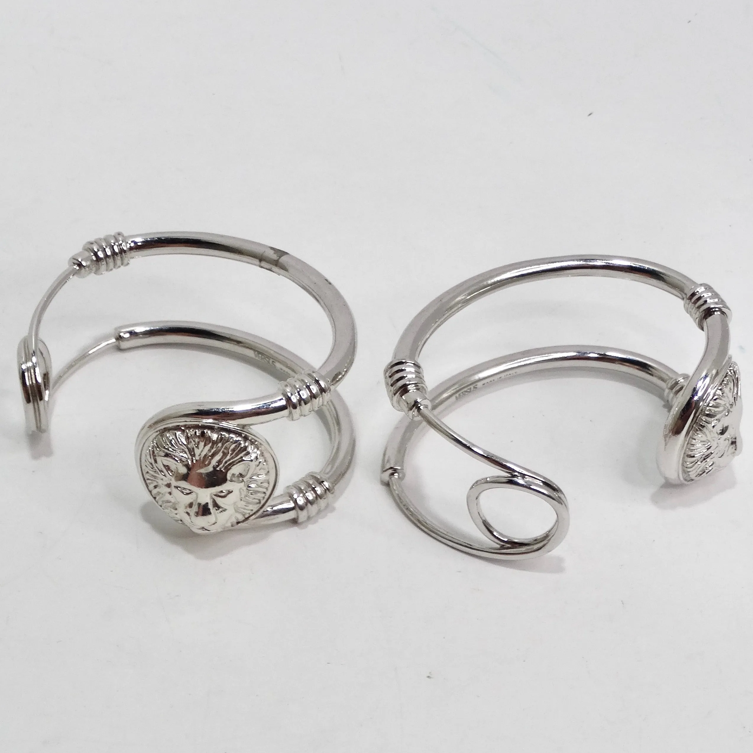 Versus Versace Lion Saftey Pin Cuff Bracelet Set