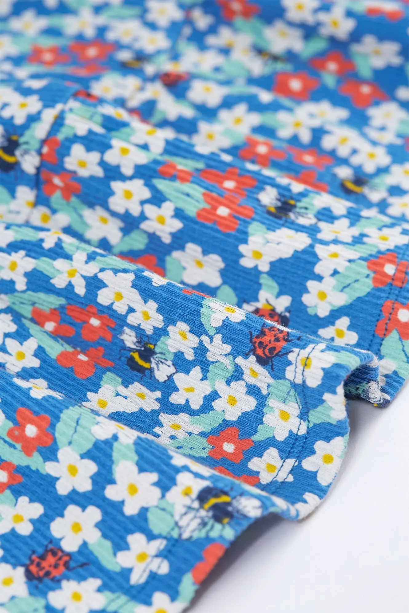 Vienna Tiered Blue Dress- Blue Bees and Flowers- Frugi Organic Clothing - Kid's Summer Clothing