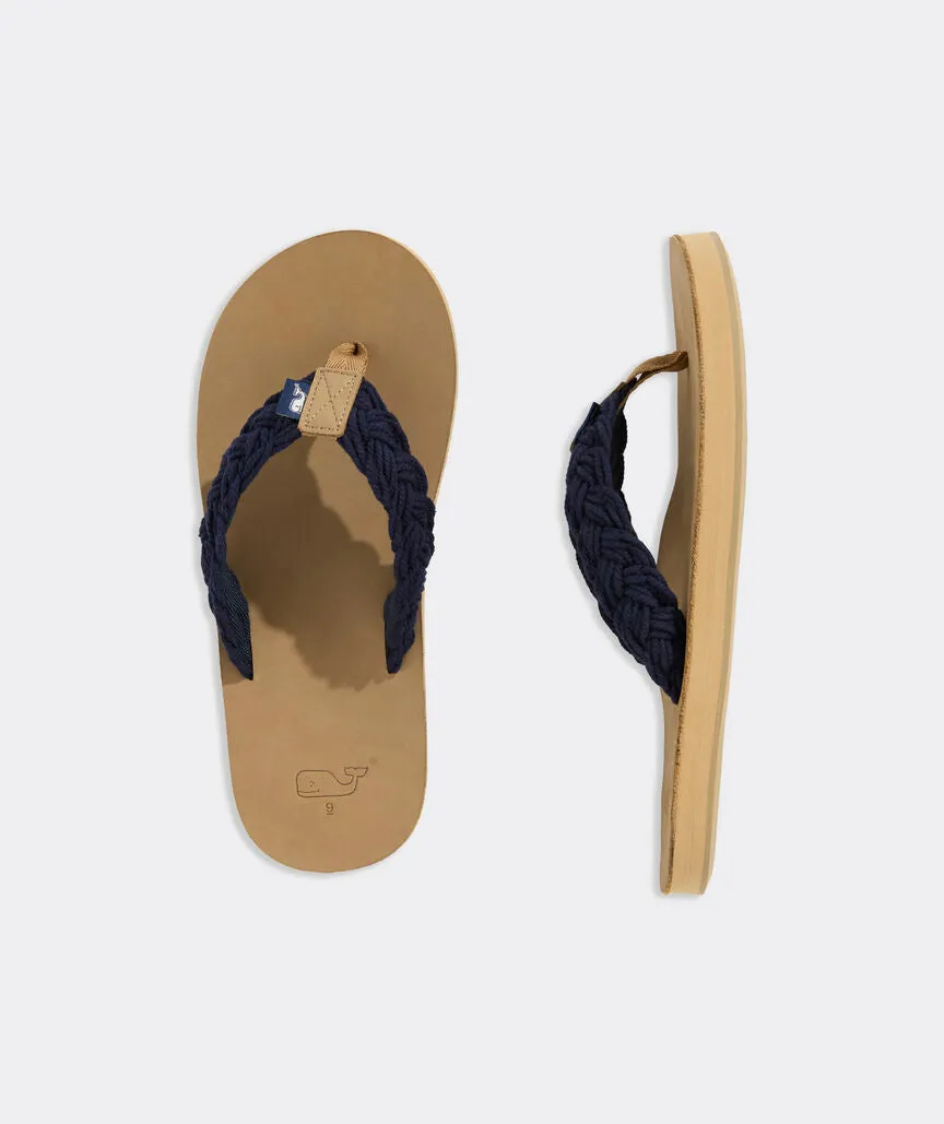 Vineyard Vines Braided Rope Leather Flip Flops