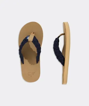 Vineyard Vines Braided Rope Leather Flip Flops