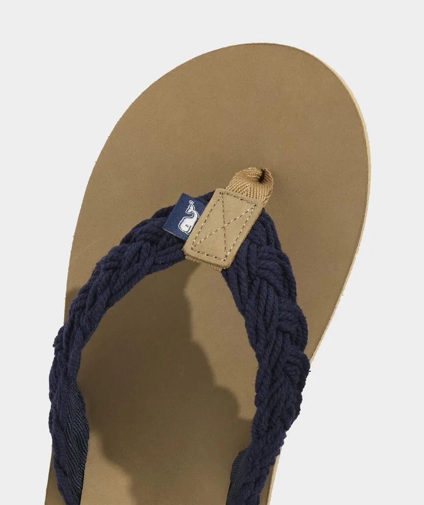 Vineyard Vines Braided Rope Leather Flip Flops