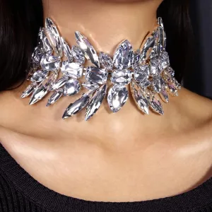 Vintage Geometric Crystal Choker Necklace