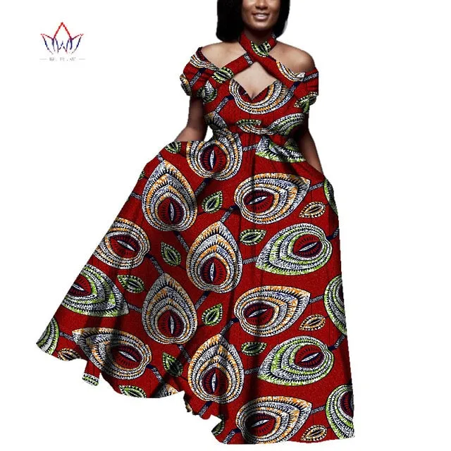 Vintage long Dress Dashiki african bazin dress african print dresses for women short sleeve