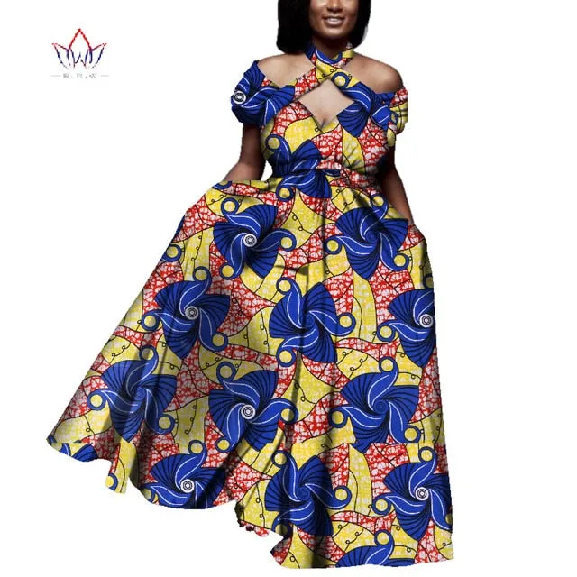 Vintage long Dress Dashiki african bazin dress african print dresses for women short sleeve