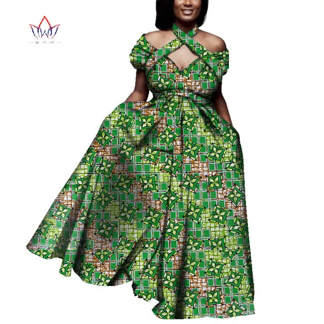 Vintage long Dress Dashiki african bazin dress african print dresses for women short sleeve