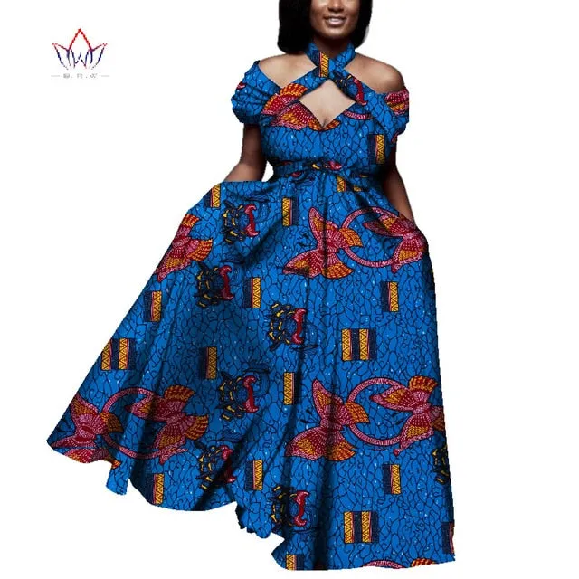 Vintage long Dress Dashiki african bazin dress african print dresses for women short sleeve