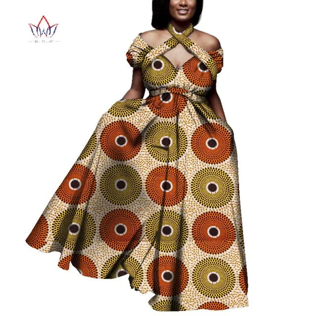Vintage long Dress Dashiki african bazin dress african print dresses for women short sleeve