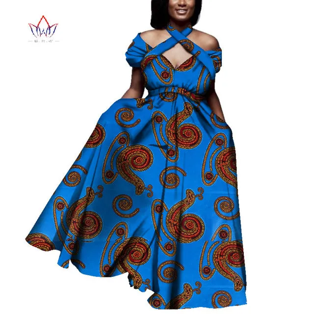 Vintage long Dress Dashiki african bazin dress african print dresses for women short sleeve
