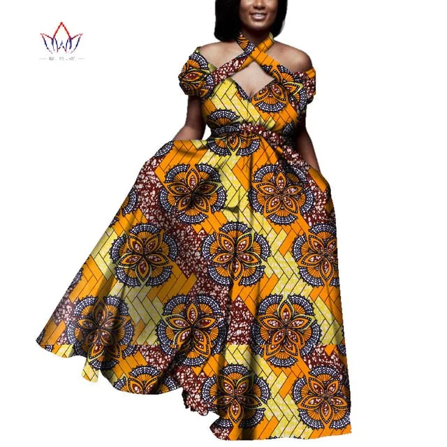 Vintage long Dress Dashiki african bazin dress african print dresses for women short sleeve