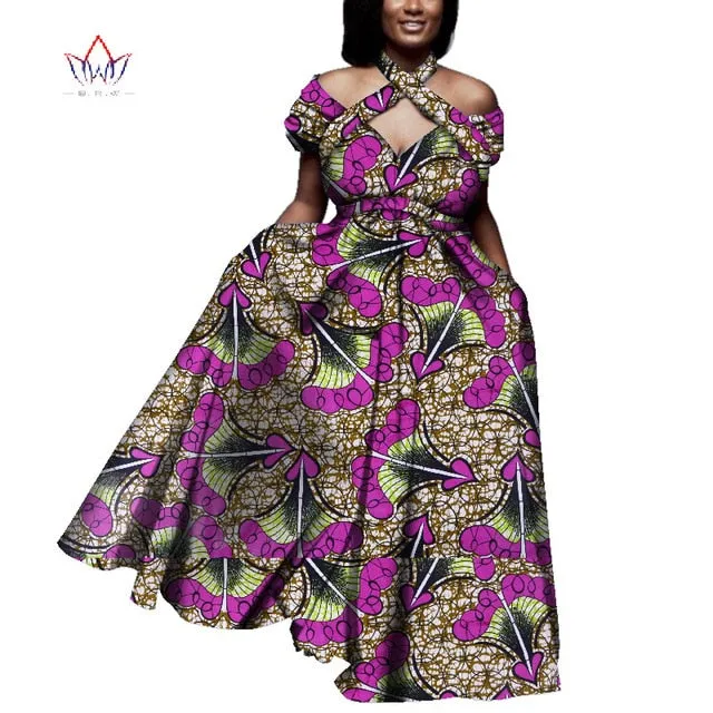 Vintage long Dress Dashiki african bazin dress african print dresses for women short sleeve