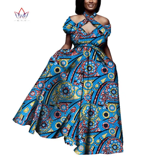 Vintage long Dress Dashiki african bazin dress african print dresses for women short sleeve
