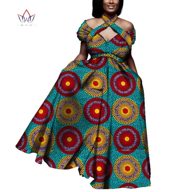 Vintage long Dress Dashiki african bazin dress african print dresses for women short sleeve