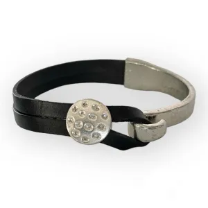 Vintage Retro Leather Metal Hook Cuff Bracelet