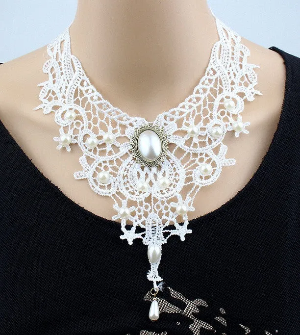Vintage Victorian Crystal Tassel Choker Necklace
