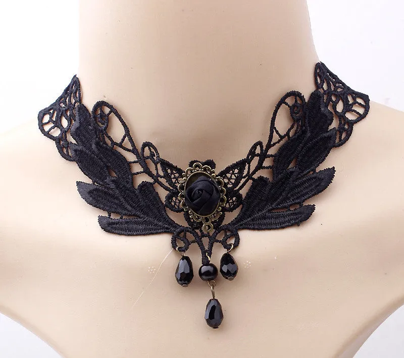 Vintage Victorian Crystal Tassel Choker Necklace