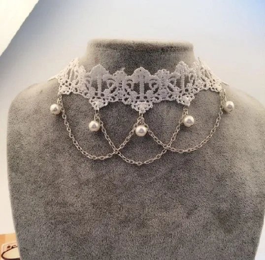 Vintage Victorian Crystal Tassel Choker Necklace