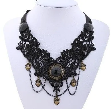 Vintage Victorian Crystal Tassel Choker Necklace
